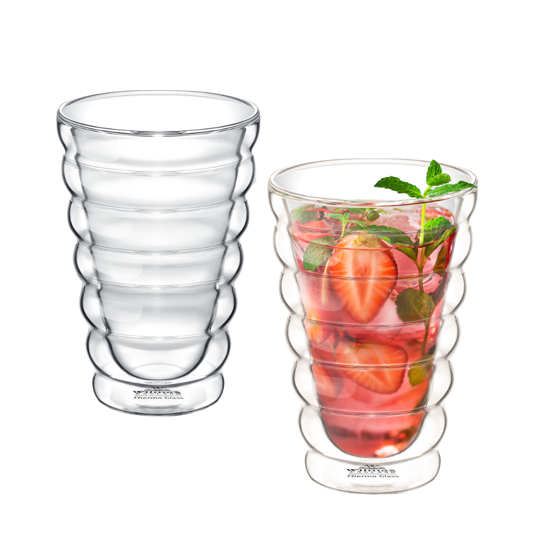 Wilmax Doppelwandiger Thermobecher 350 ml 6er-Set Transparent