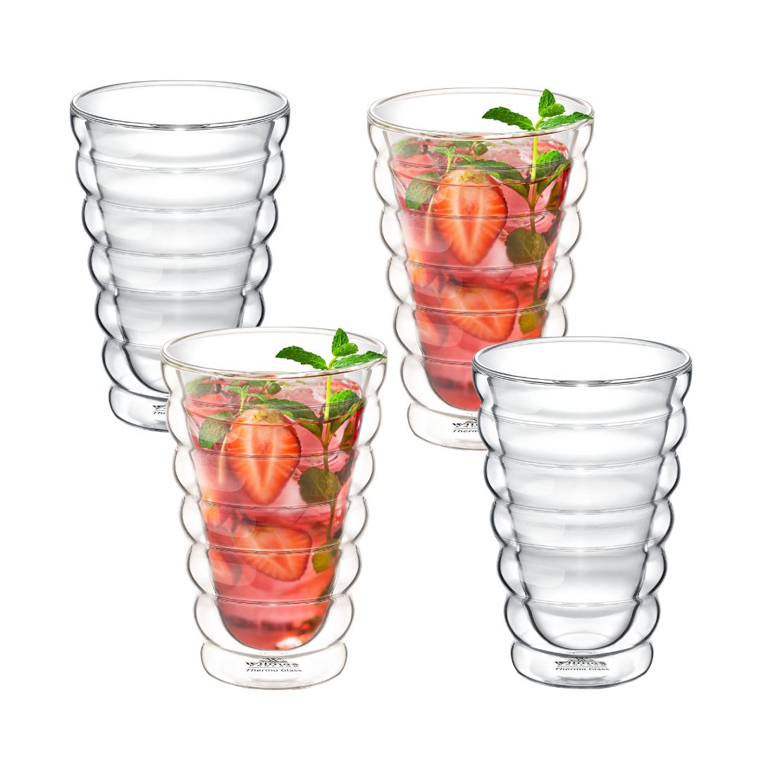 Wilmax Doppelwandiger Thermobecher 350 ml 4er-Set Transparent