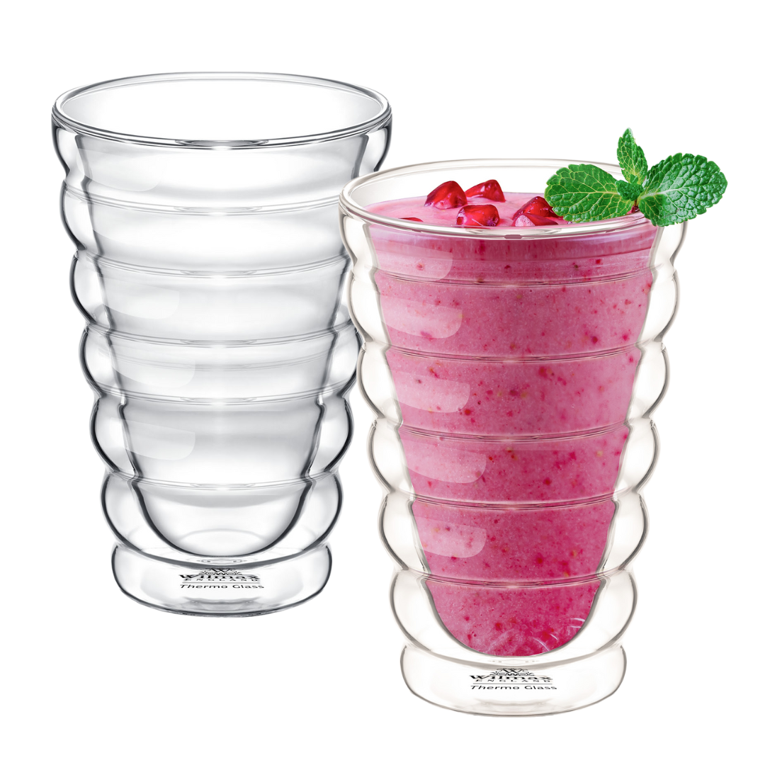 Wilmax Doppelwandiger Thermobecher 400 ml 4er-Set Transparent