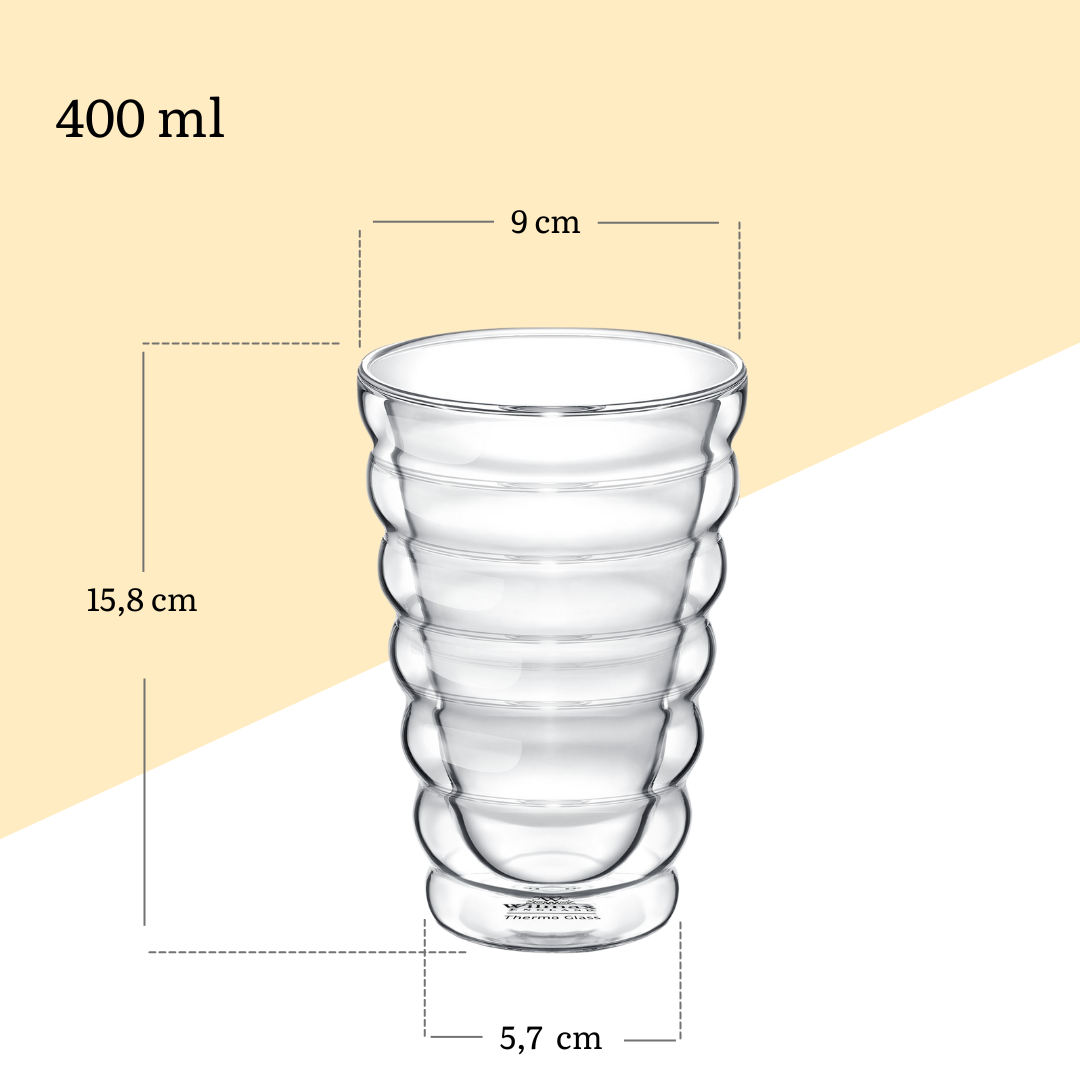 Wilmax Doppelwandiger Thermobecher 400 ml 2er-Set Transparent