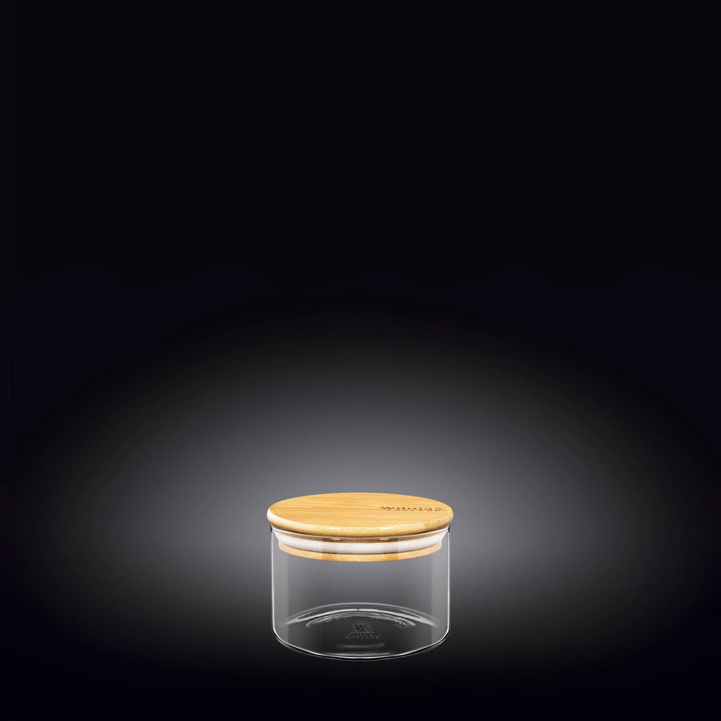 Wilmax Vorratsglas 400 ml mit Bambusdeckel Transparent