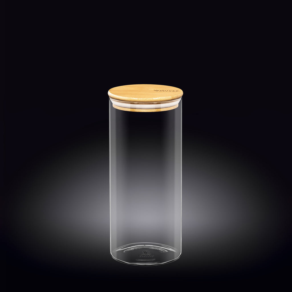 Wilmax Vorratsglas 1500 ml mit Bambusdeckel 2er Set WL-888507/A2