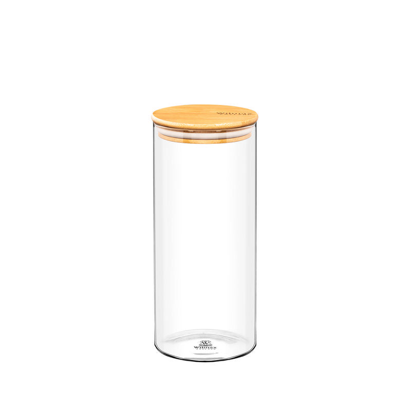 Wilmax Vorratsglas 1500 ml mit Bambusdeckel 2er Set WL-888507/A2