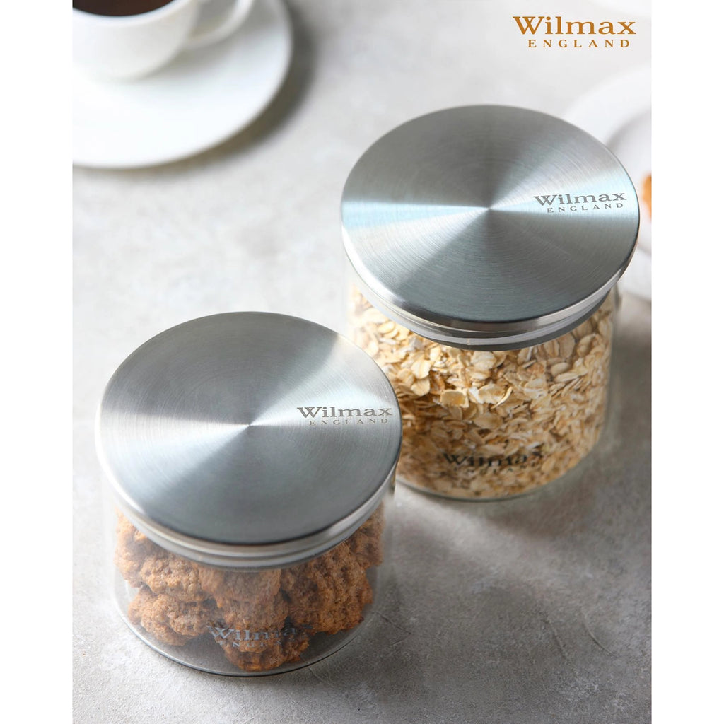 Wilmax Vorratsglas 600 ml mit Edelstahldeckel 3er Set WL-888512/A3