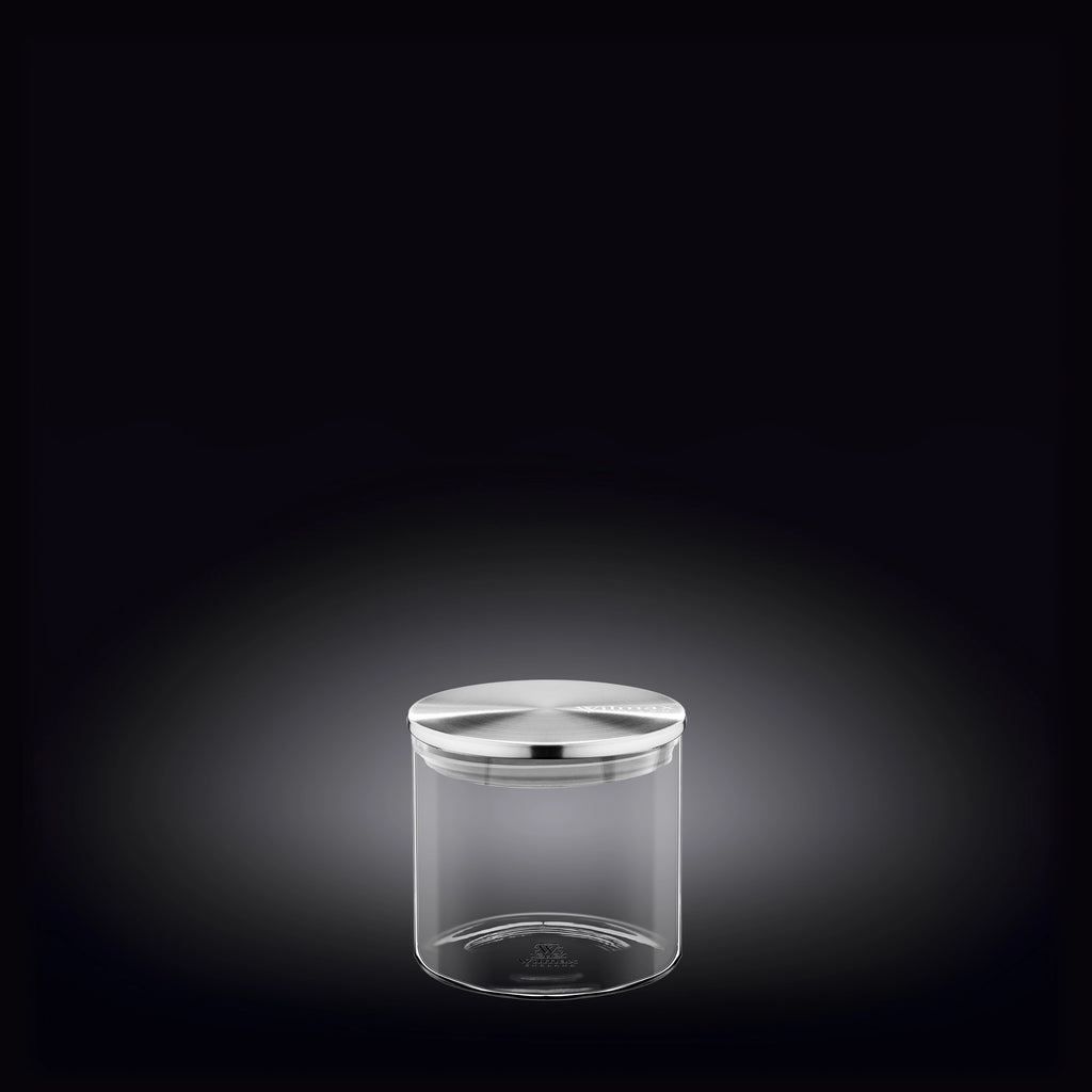 Wilmax Vorratsglas 600 ml mit Edelstahl Deckel Transparent WL-888512/A