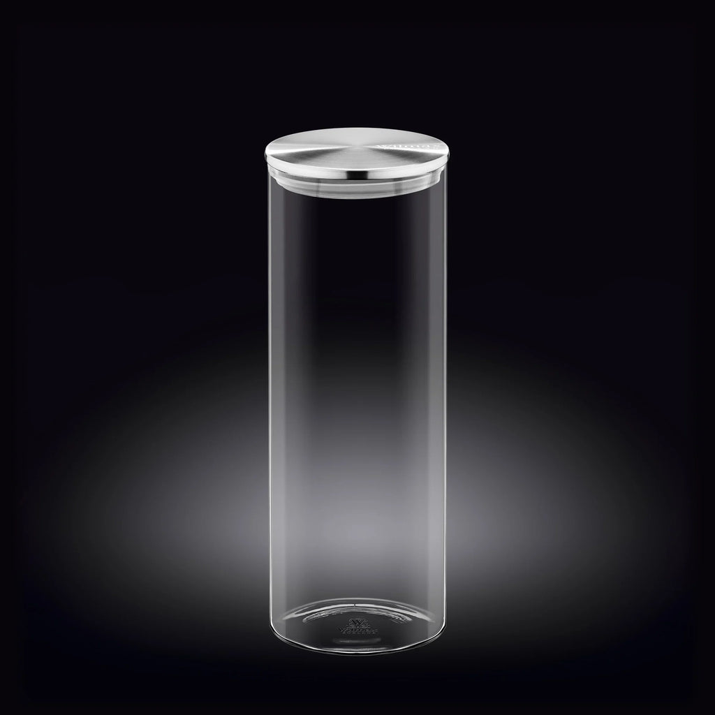Wilmax Vorratsglas 1800 ml mit Edelstahldeckel 2er-Set Transparent