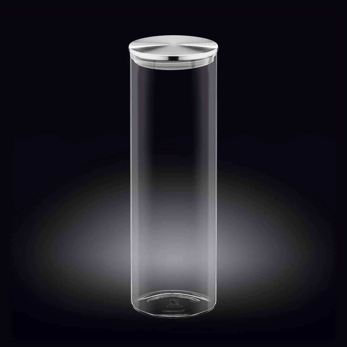 Wilmax Vorratsglas mit Deckel, Borosilikatglas, 2000 ml, Edelstahl-Deckel, WL-888520/A