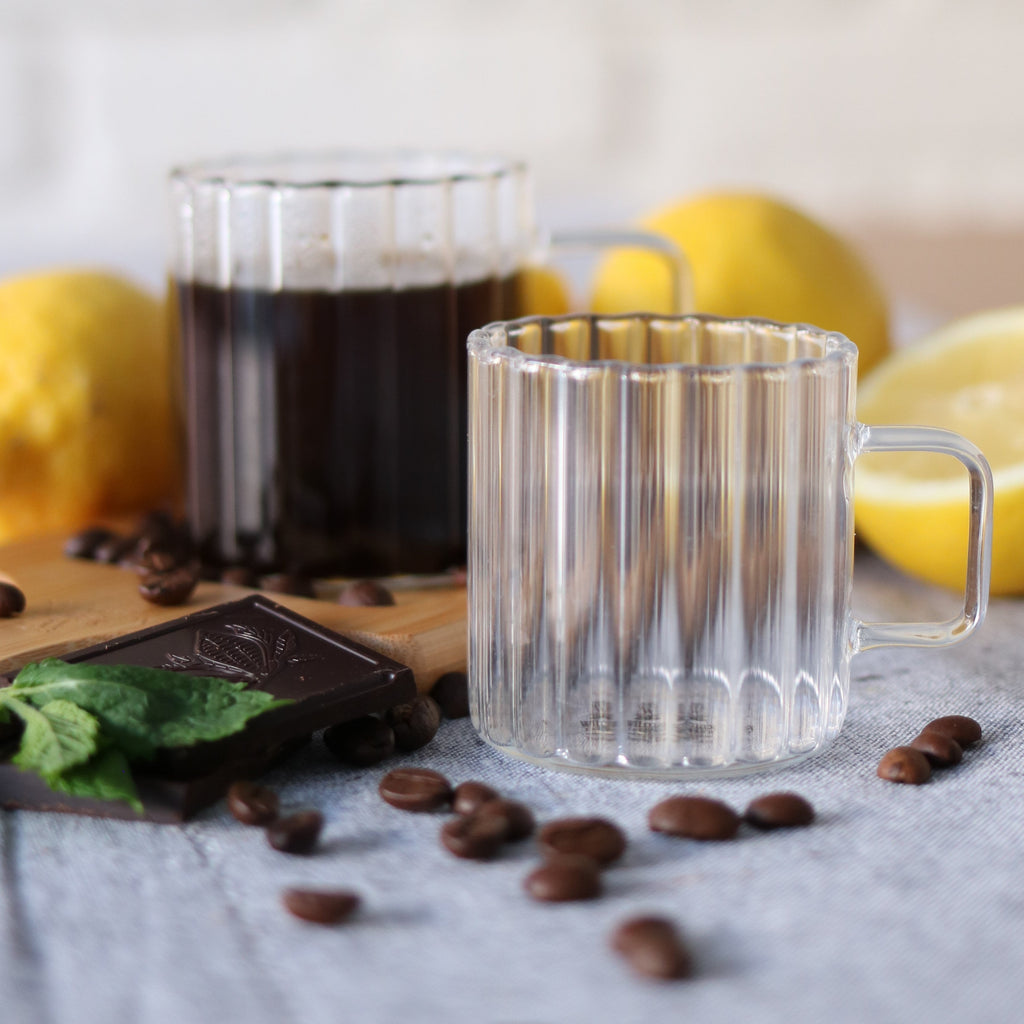 Wilmax Hitzebeständiger Glasbecher mit Henkel 150 ml 6er-Set aus Glas
