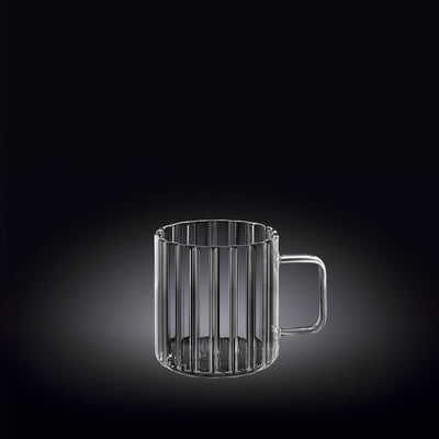 Wilmax Hitzebeständiger Glasbecher mit Henkel 150 ml Transparent aus Glas