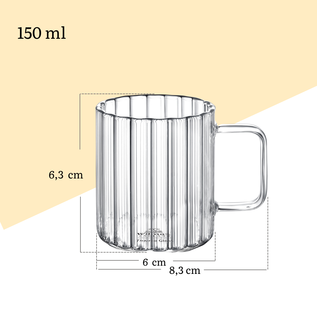Wilmax Rillentasse 150 ml Thermoglas Transparent WL-888613/A