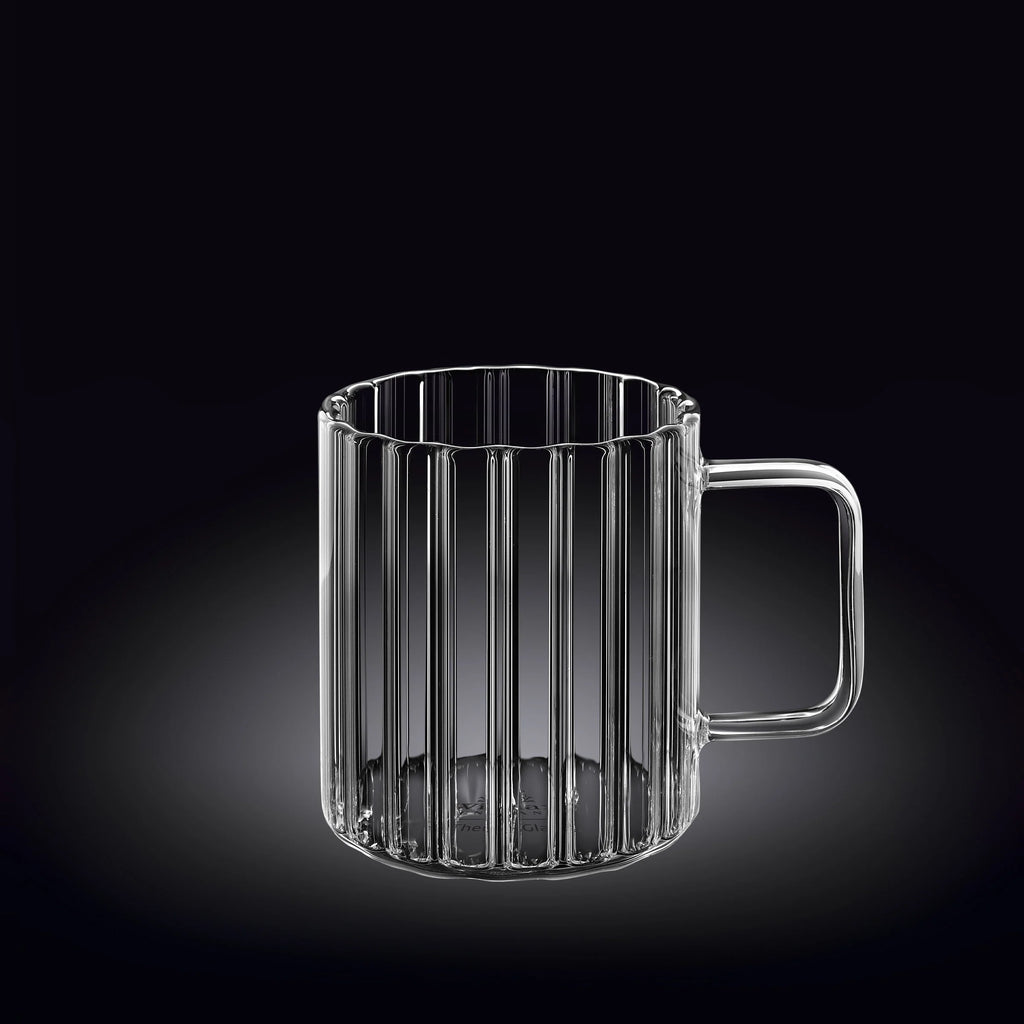 Wilmax Hitzebeständiger Glasbecher mit Henkel 400 ml Transparent aus Glas