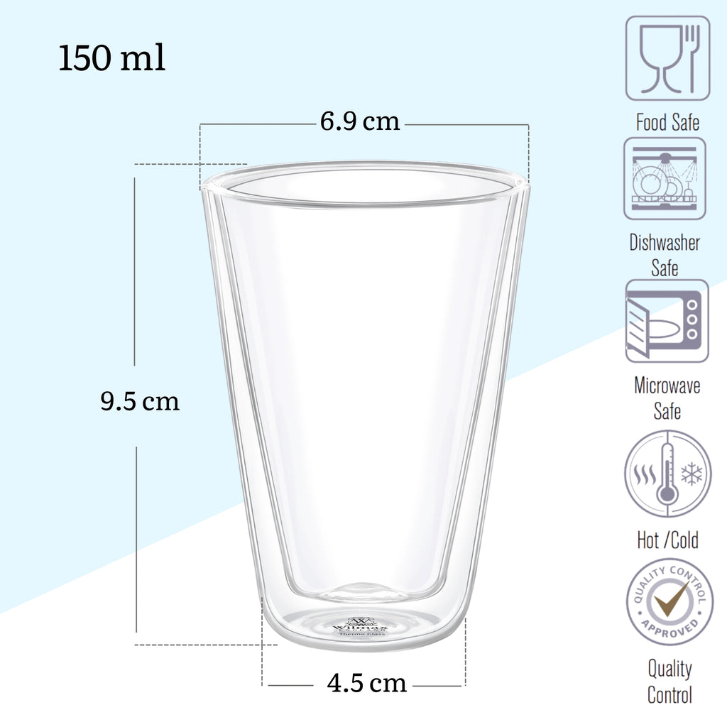 Wilmax Doppelwandiges Glas 150 ml Transparent WL-888702/A