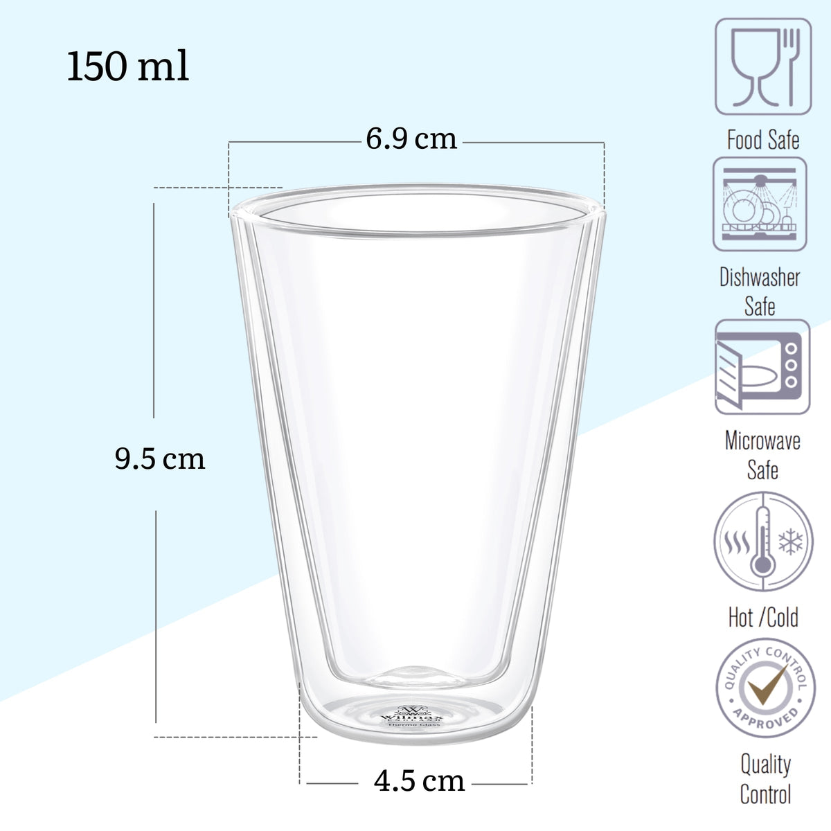 Wilmax Doppelwandiges Glas 150 ml Transparent