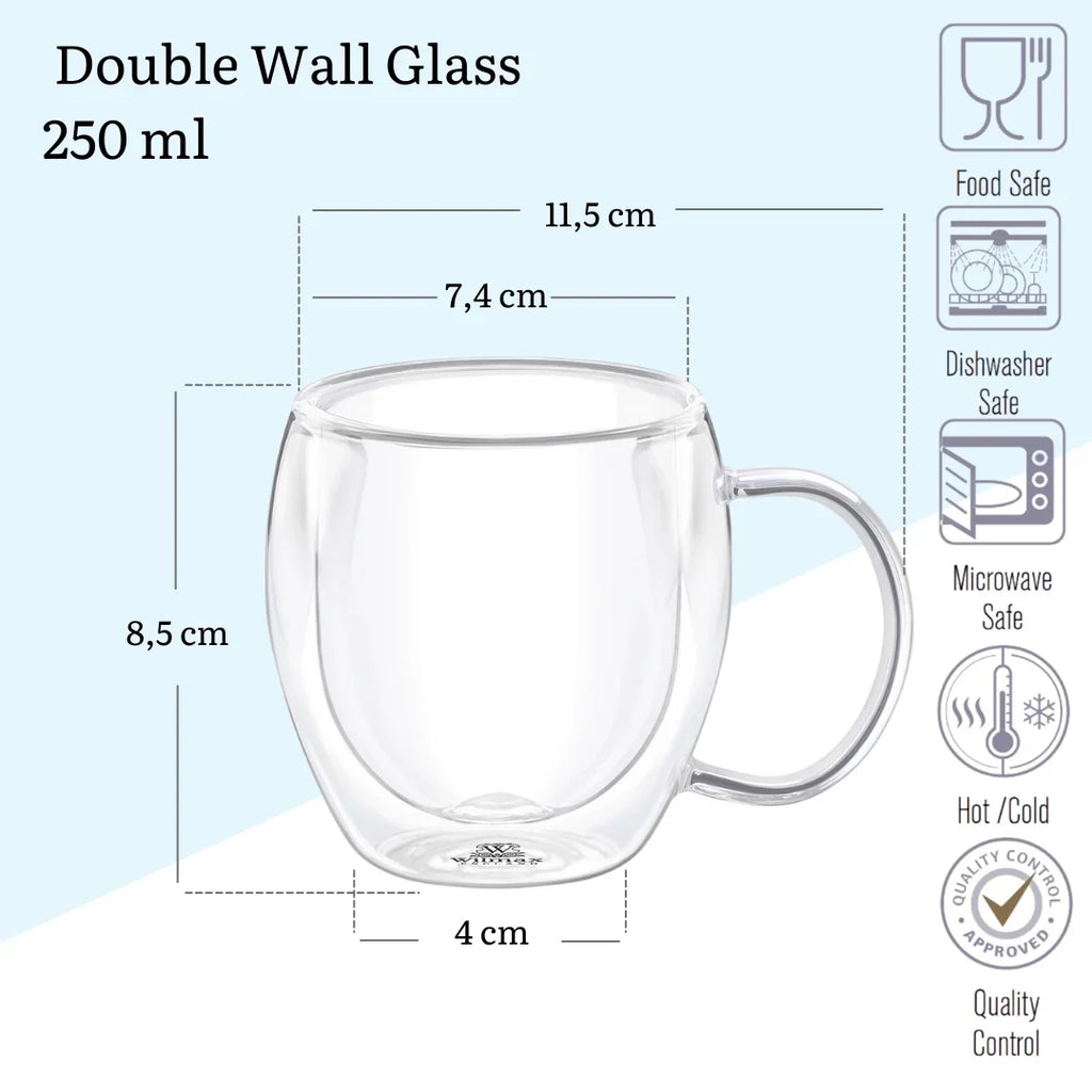 Wilmax Doppelwandige Tasse 200 ml Transparent aus Glas
