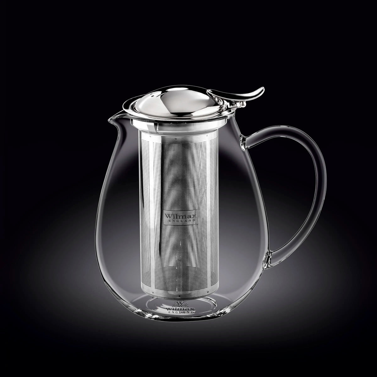 Wilmax Teekanne 1300 ml mit Edelstahlfilter Transparent aus Thermoglas