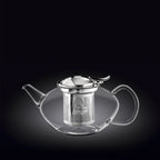 Wilmax Teekanne 650 ml mit Edelstahlfilter Transparent aus Thermoglas