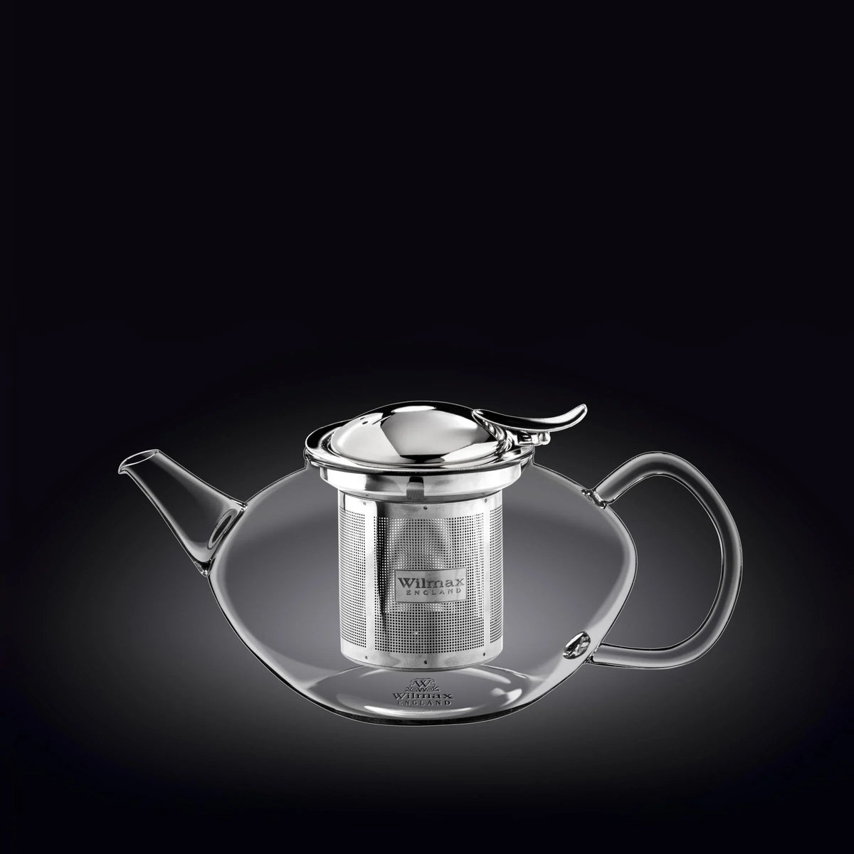 Wilmax Teekanne 650 ml mit Edelstahlfilter Transparent aus Thermoglas