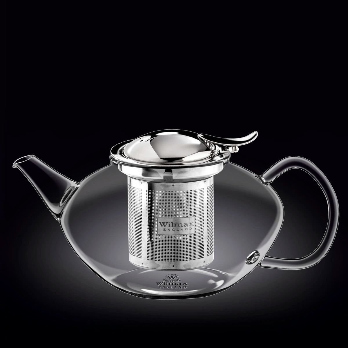 Wilmax Teekanne 1550 ml mit Edelstahlfilter Transparent aus Thermoglas