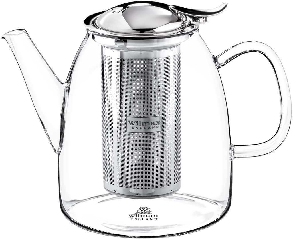 Wilmax Teekanne 600 ml mit Edelstahlfilter Transparent aus Thermoglas