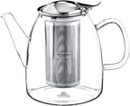 Wilmax Teekanne 600 ml mit Edelstahlfilter Transparent aus Thermoglas