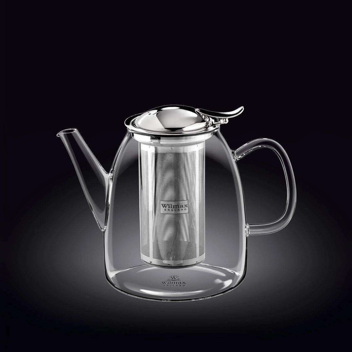 Wilmax Teekanne 950 ml mit Edelstahlfilter Transparent aus Thermoglas