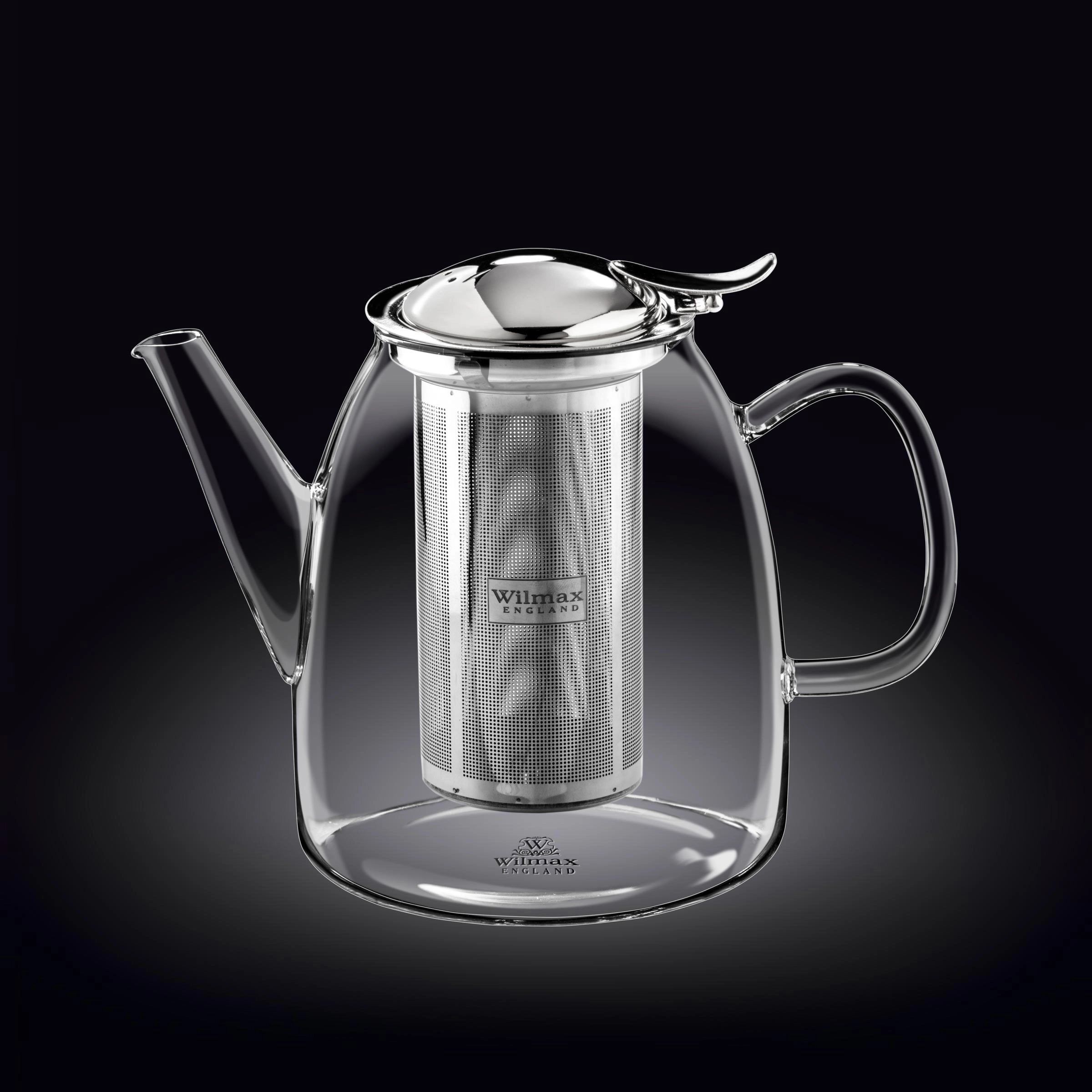 Wilmax Teekanne 1450 ml Thermoglas Edelstahlfilter WL-888809/A