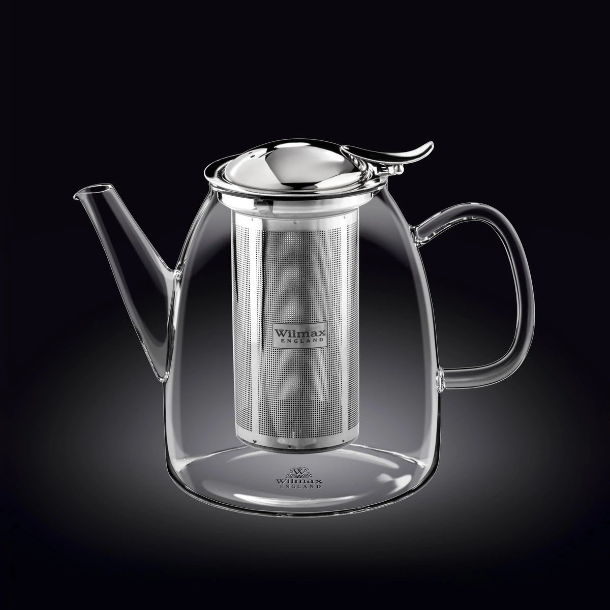 Wilmax Teekanne 1450 ml mit Edelstahlfilter Transparent aus Thermoglas