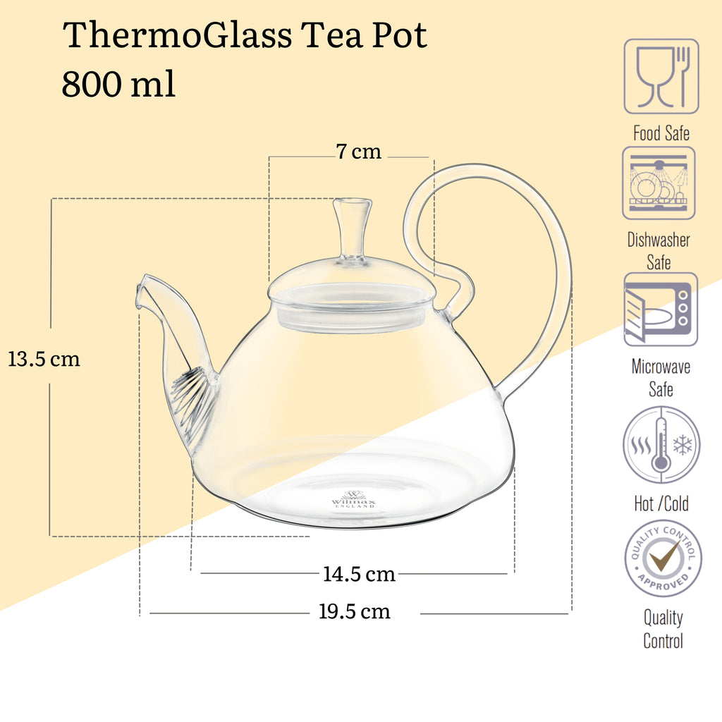 Wilmax Teekanne 800 ml Borosilikatglas mit Federfilter WL-888817/A