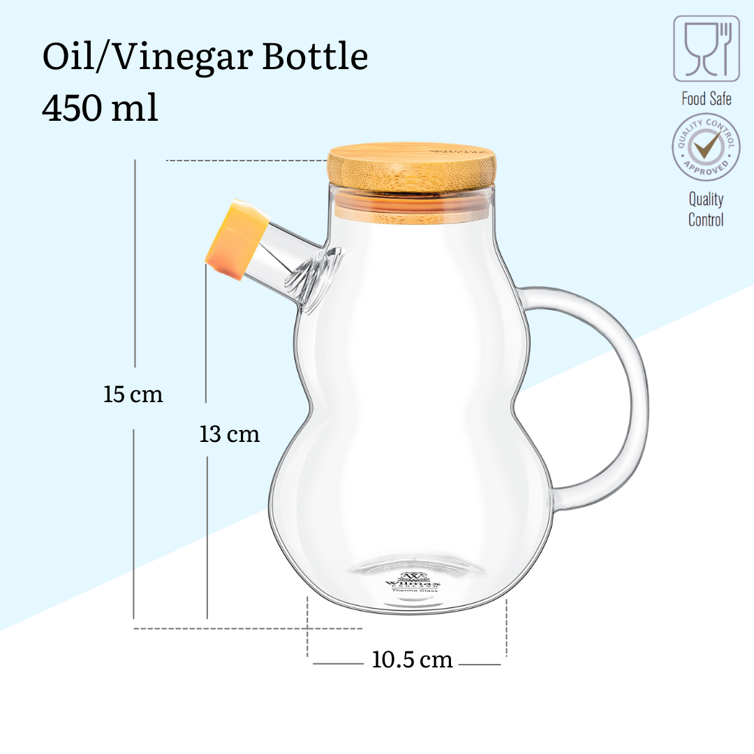 Wilmax Ölflasche 450 ml Glas mit Ausgießer und Filter WL-888961/A