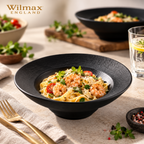 Wilmax Tiefer Teller 22,5 cm 1100 ml Schwarz aus Porzellan