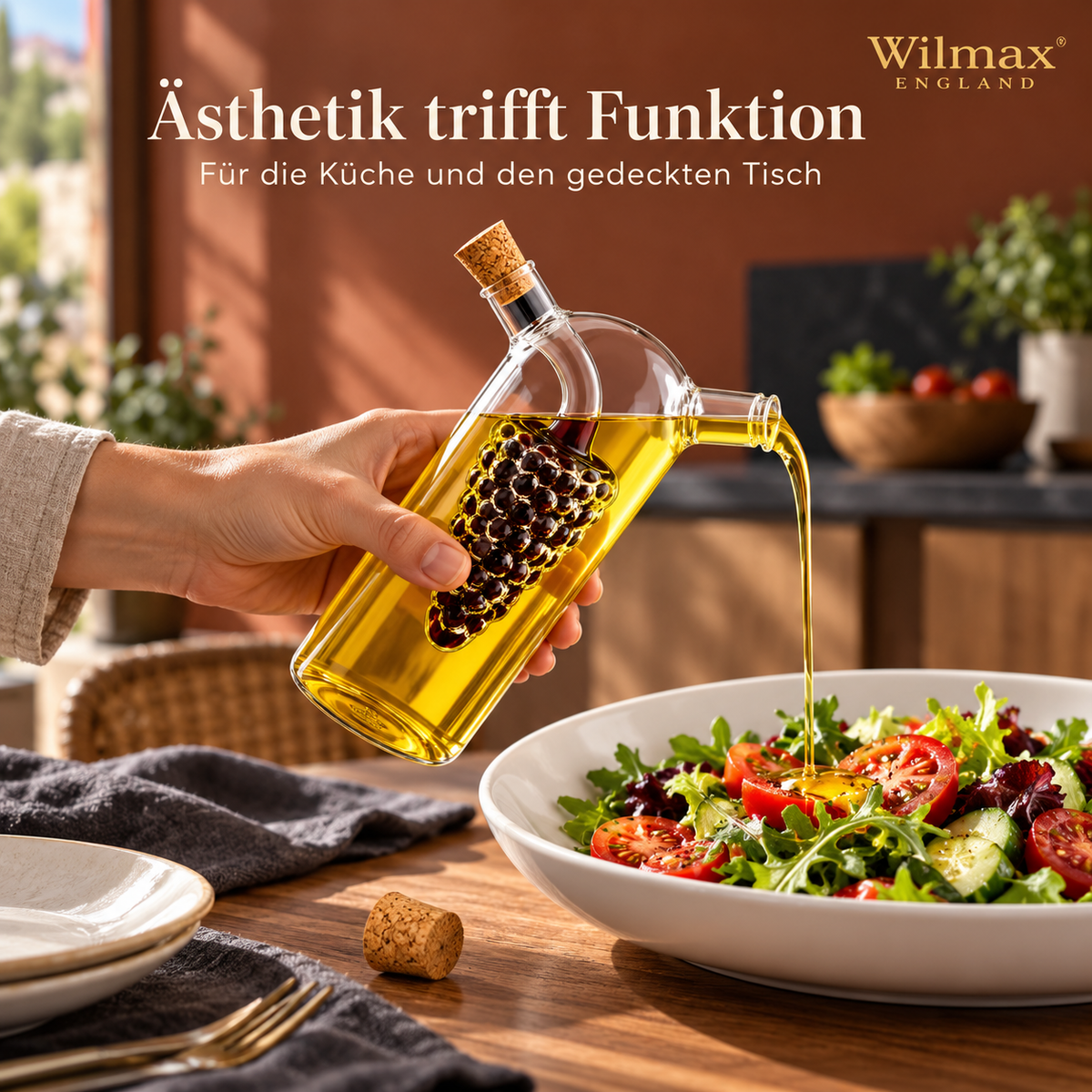 Wilmax Öl- und Essigflasche 250/50 ml Transparent aus Glas