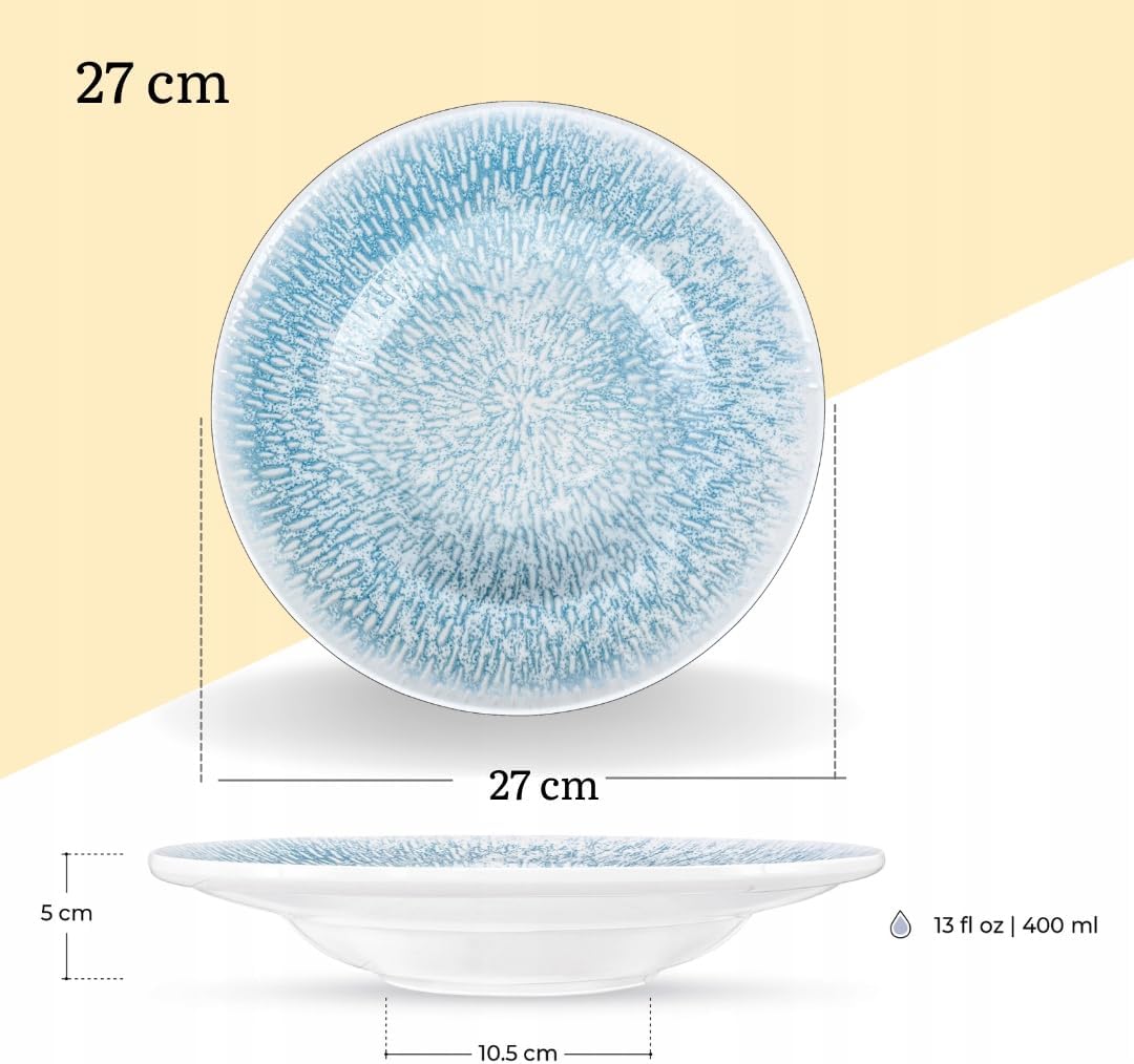 Wilmax Tiefer Teller 27 cm 400 ml 2er-Set Mehrfarbig aus Porzellan