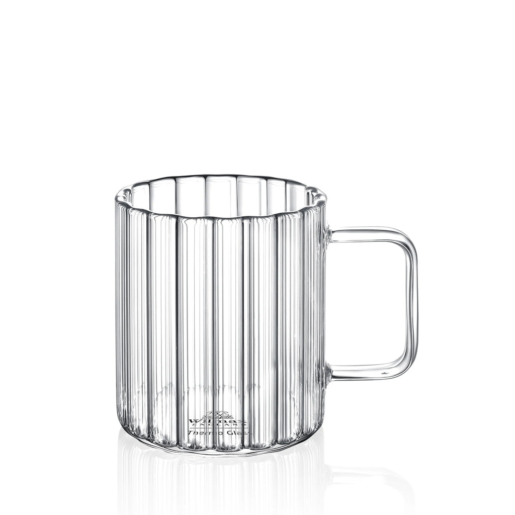 Wilmax Hitzebeständiger Glasbecher mit Henkel 550 ml 6er-Set aus Glas