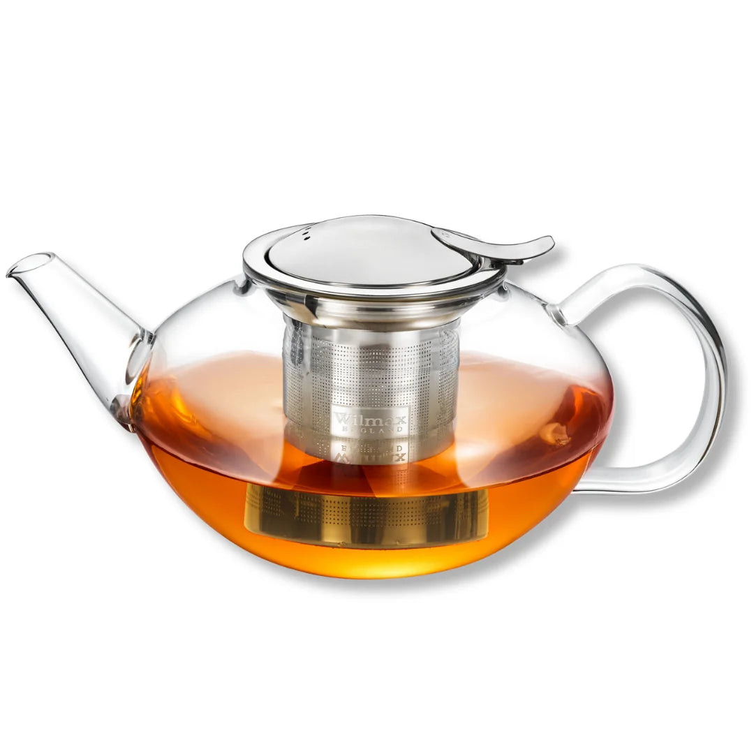Wilmax Teekanne 1550 ml mit Edelstahlfilter Transparent aus Thermoglas