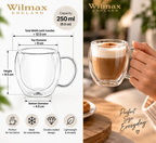 Wilmax Doppelwandiger Glasbecher 250 ml 4er-Set Transparent
