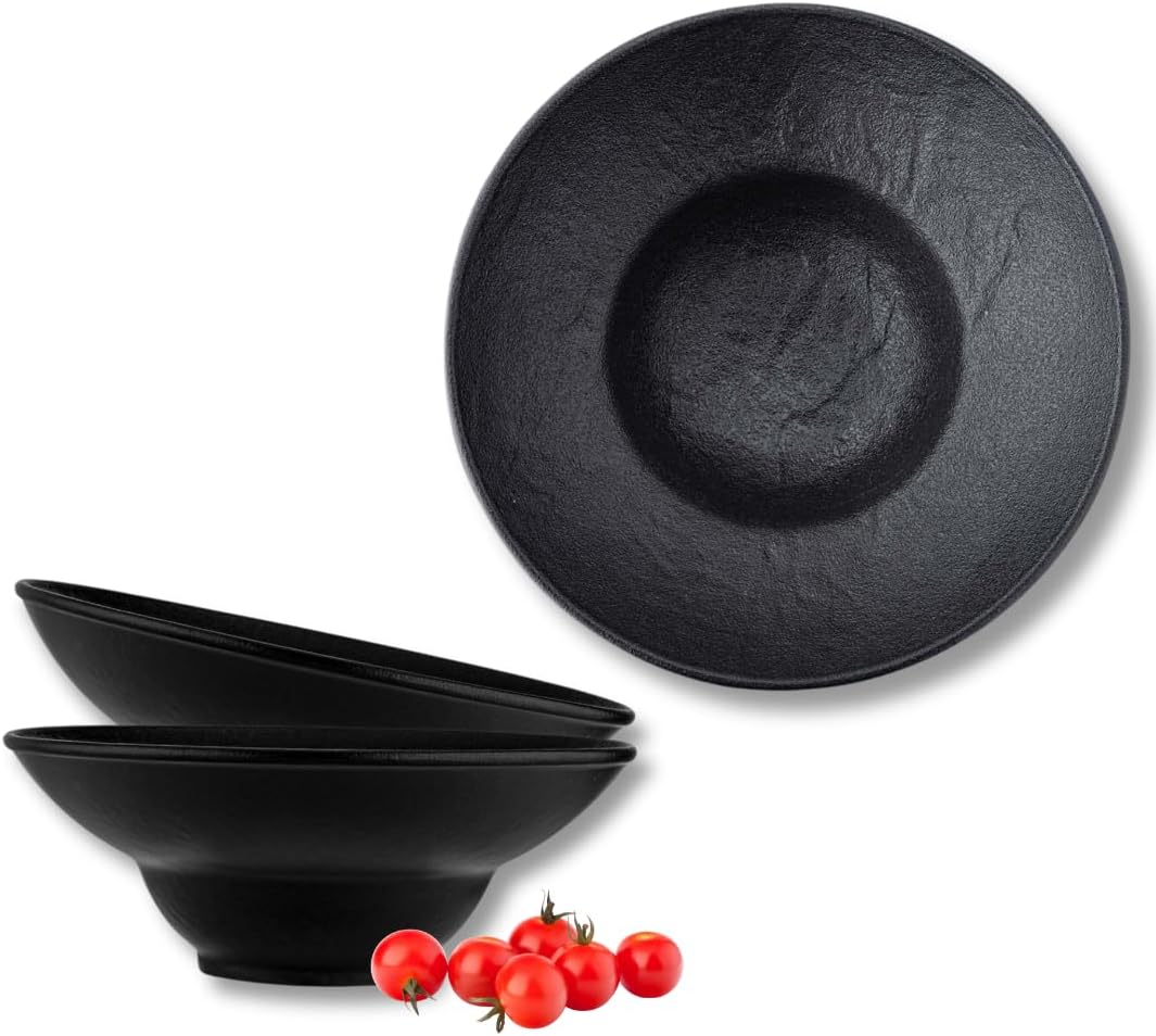 Wilmax Tiefer Teller 22,5 cm 1100 ml 2er-Set Schwarz aus Porzellan
