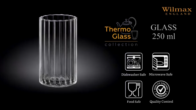 Wilmax Geriffeltes Glas 250 ml Transparent aus Borosilikatglas