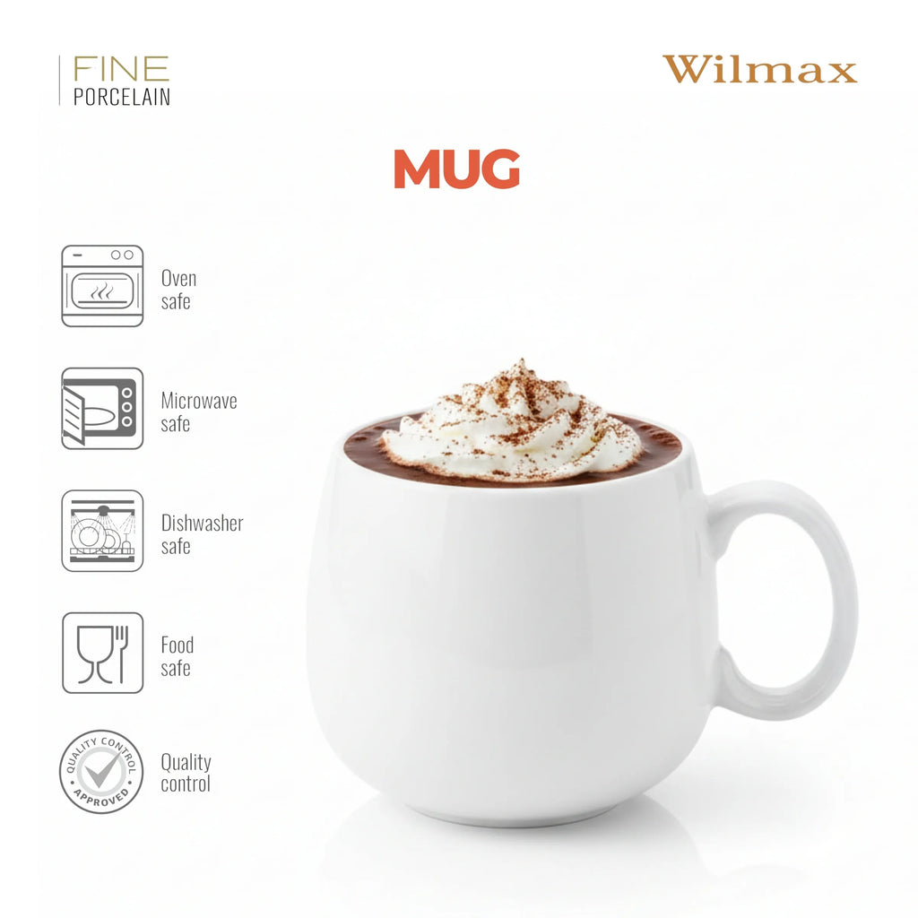 Wilmax Tasse 400 ml Weiß aus Porzellan