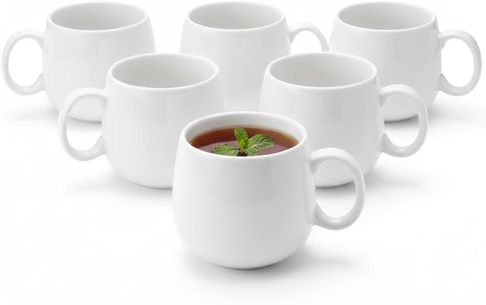 Wilmax Tasse 400 ml 6er-Set Weiß aus Porzellan
