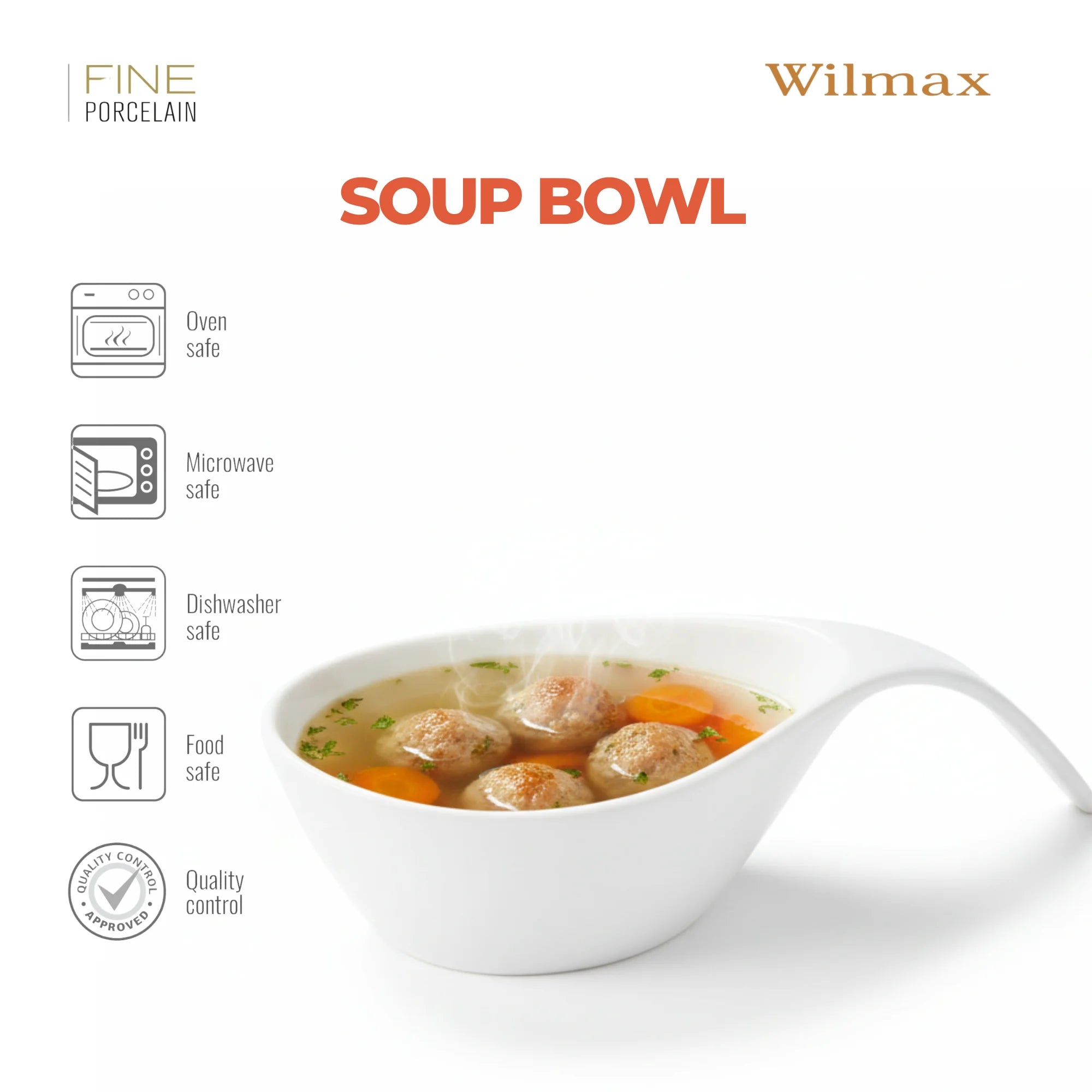 Wilmax Schale 450 ml Weiß aus Porzellan