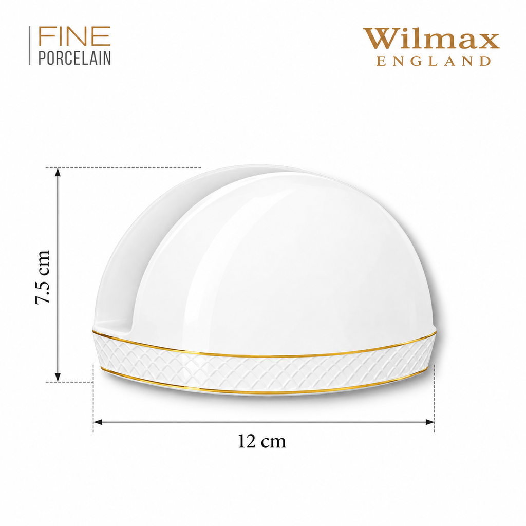 Wilmax Serviettenhalter Weiß mit Golddekor aus Porzellan