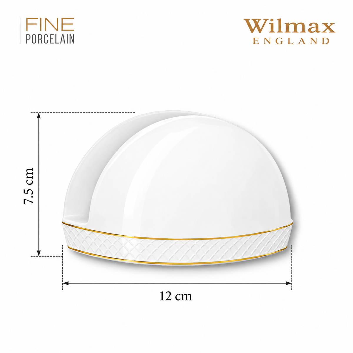 Wilmax Serviettenhalter Weiß mit Golddekor aus Porzellan