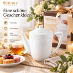 Wilmax Kaffee- und Teekanne mit integriertem Ausgusssieb mit integriertem Ausgusssieb 750 ml Weiß aus Porzellan