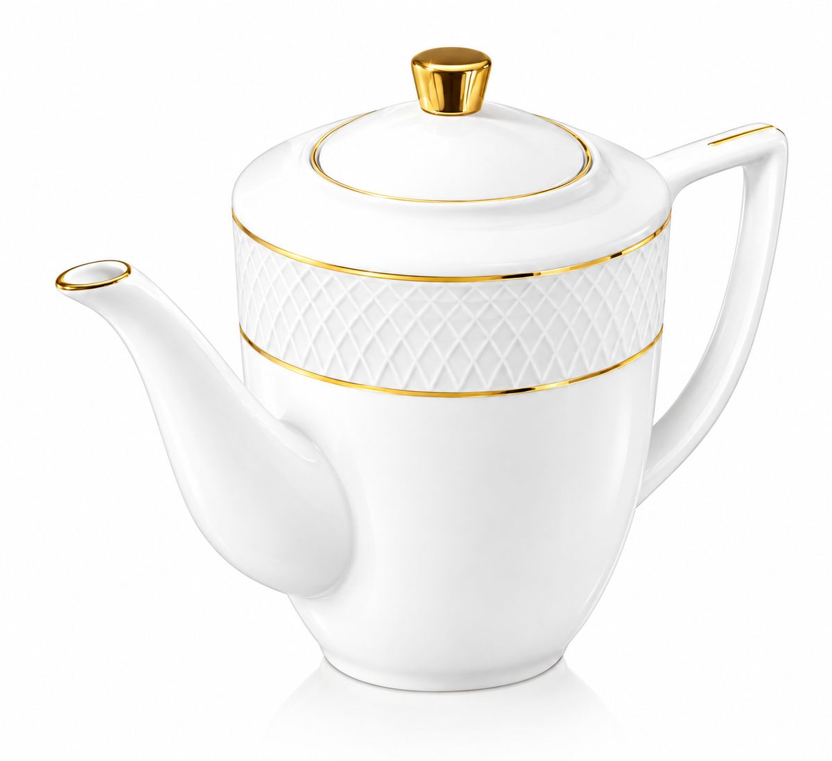 Wilmax Kaffee- und Teekanne mit integriertem Ausgusssieb 750 ml Weiß mit Golddekor aus Porzellan
