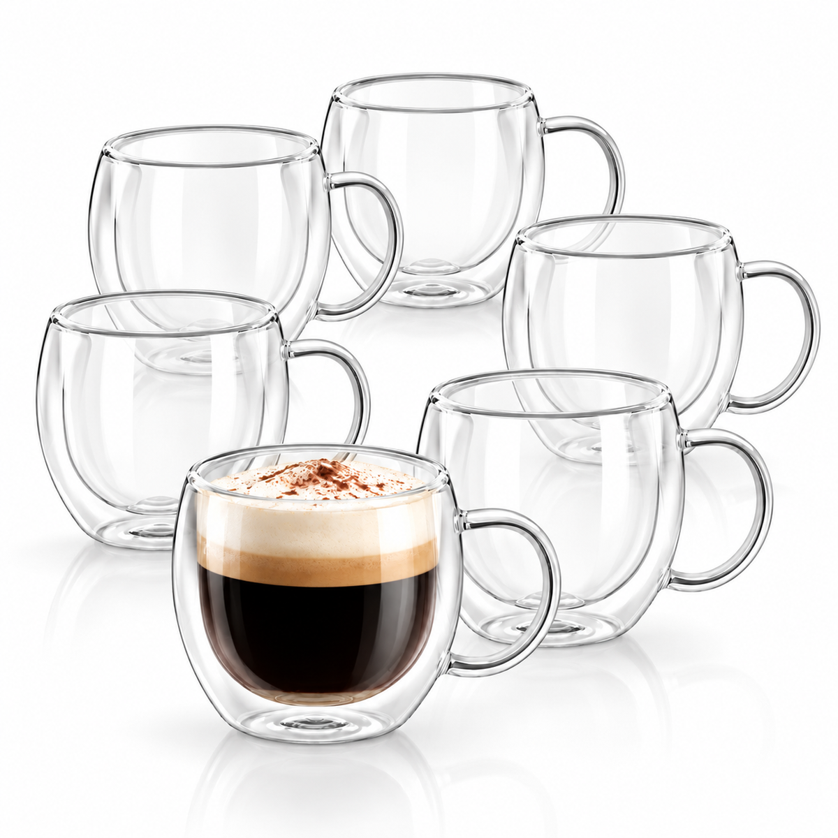 Wilmax Doppelwandige Tasse 200 ml 6er-Set Transparent