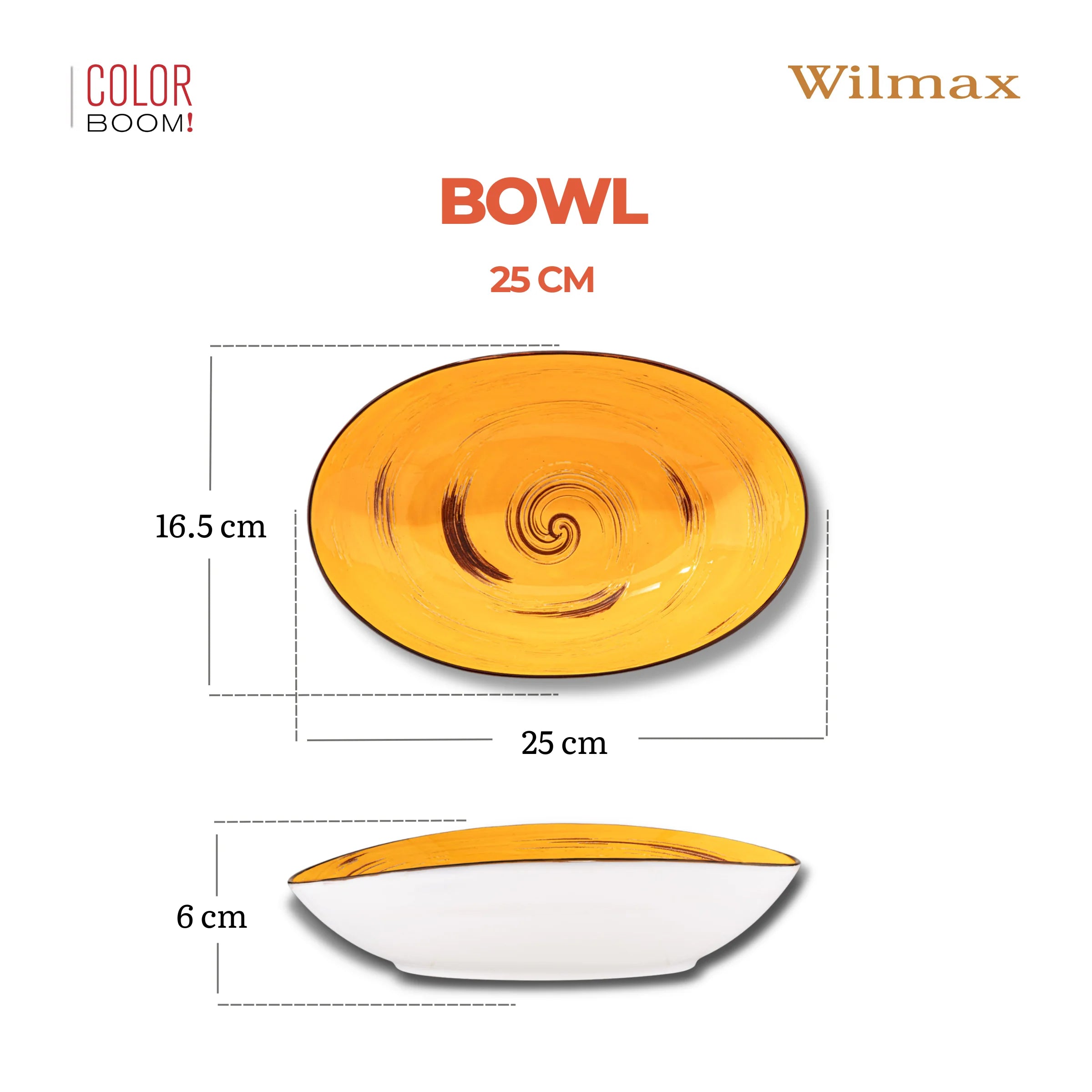 Wilmax Ovale Schale 25 cm 2er-Set Gelb aus Porzellan