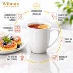 Wilmax Tasse 380 ml 4er-Set Weiß aus Porzellan
