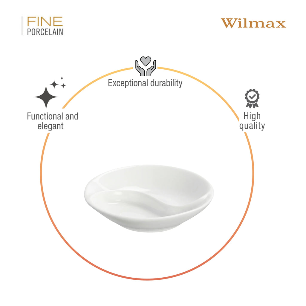 Wilmax Sojaschale mit Unterteilung 9 cm Weiß aus Porzellan