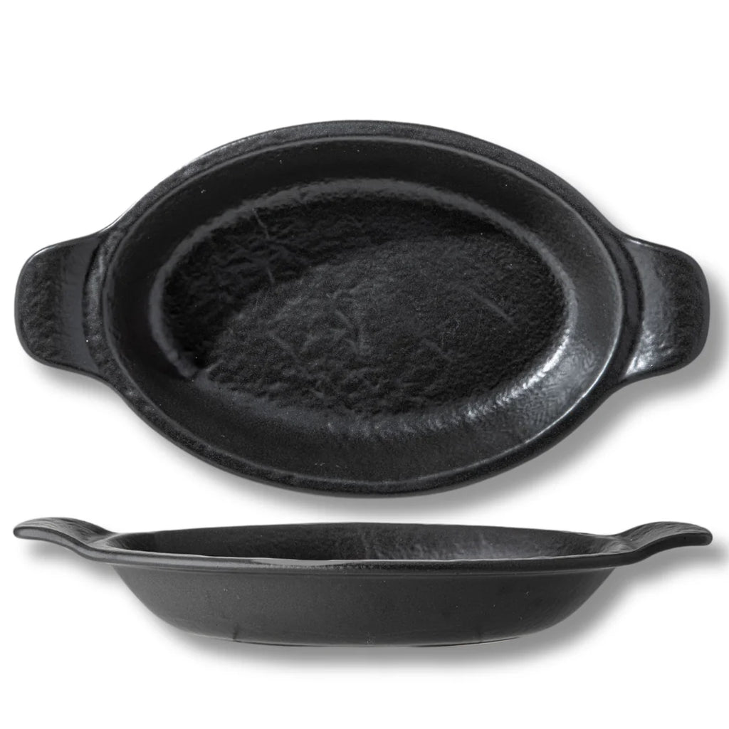 Wilmax Ovale Auflaufform 28 × 16 cm 500 ml Schwarz aus Porzellan
