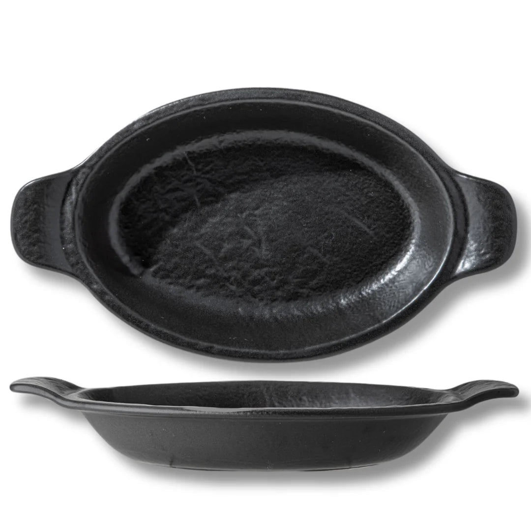 Wilmax Ovale Auflaufform 28 × 16 cm 500 ml Schwarz aus Porzellan